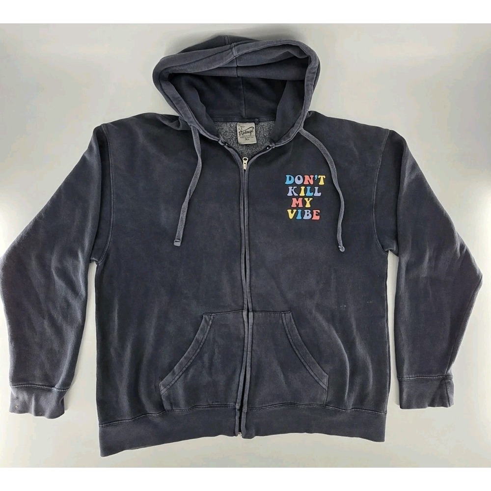 U.S. Vintage Collection Hoodie Sweatshirt "Don't Kill My Vibe" Groovy Gray Sz XL